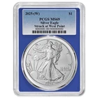 2025 (W) $1 American Silver Eagle PCGS MS69 Blue Label Blue Frame