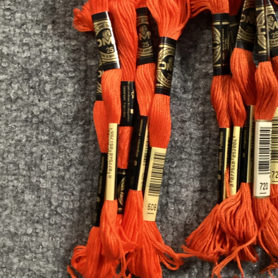 DMC Embroidery Floss Lot of 34 Mixed Orange 27 Yd Skein 947 740 920 720 608 783 - Image 2 of 4