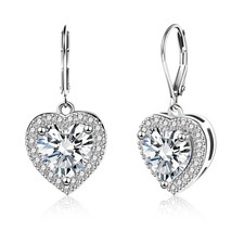 925 Sterling Silver Heart Dangle Earrings, Dangling Drop Earring for Trendy W