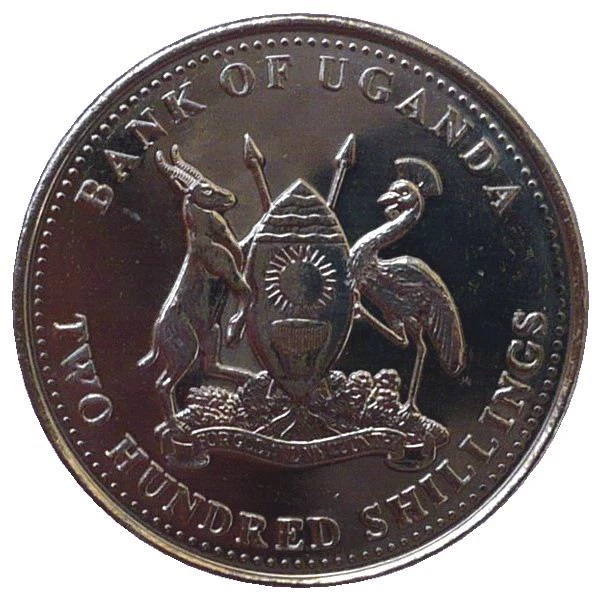 Uganda | 200 Shillings Coin | Cichlid Fish | KM68 | 1998 - 2003 - Image 2 of 2