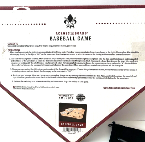 Across The Board Baseball Game Handcrafted Wood Heirloom Entertainment USA - Picture 3 of 3