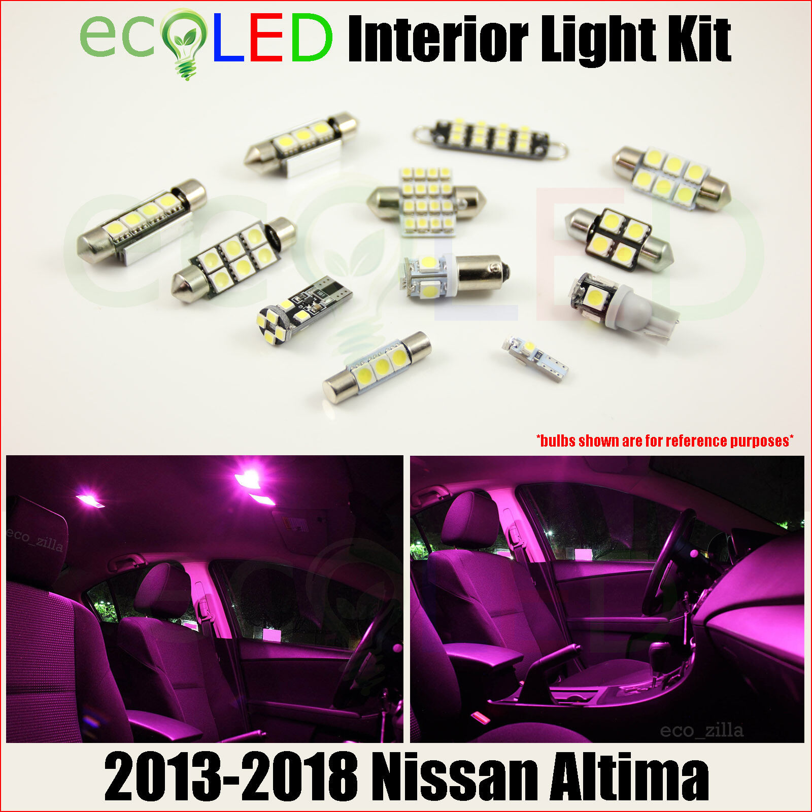 13x Purple LED Lights Interior Bulb Package Kit Fits Nissan Altima  2015-2016