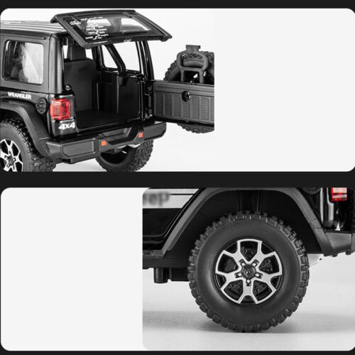 Modellino auto 1:22 Jeep Wrangler Rubicon pressofuso giocattolo con luce suono rosso - Foto 5 di 5