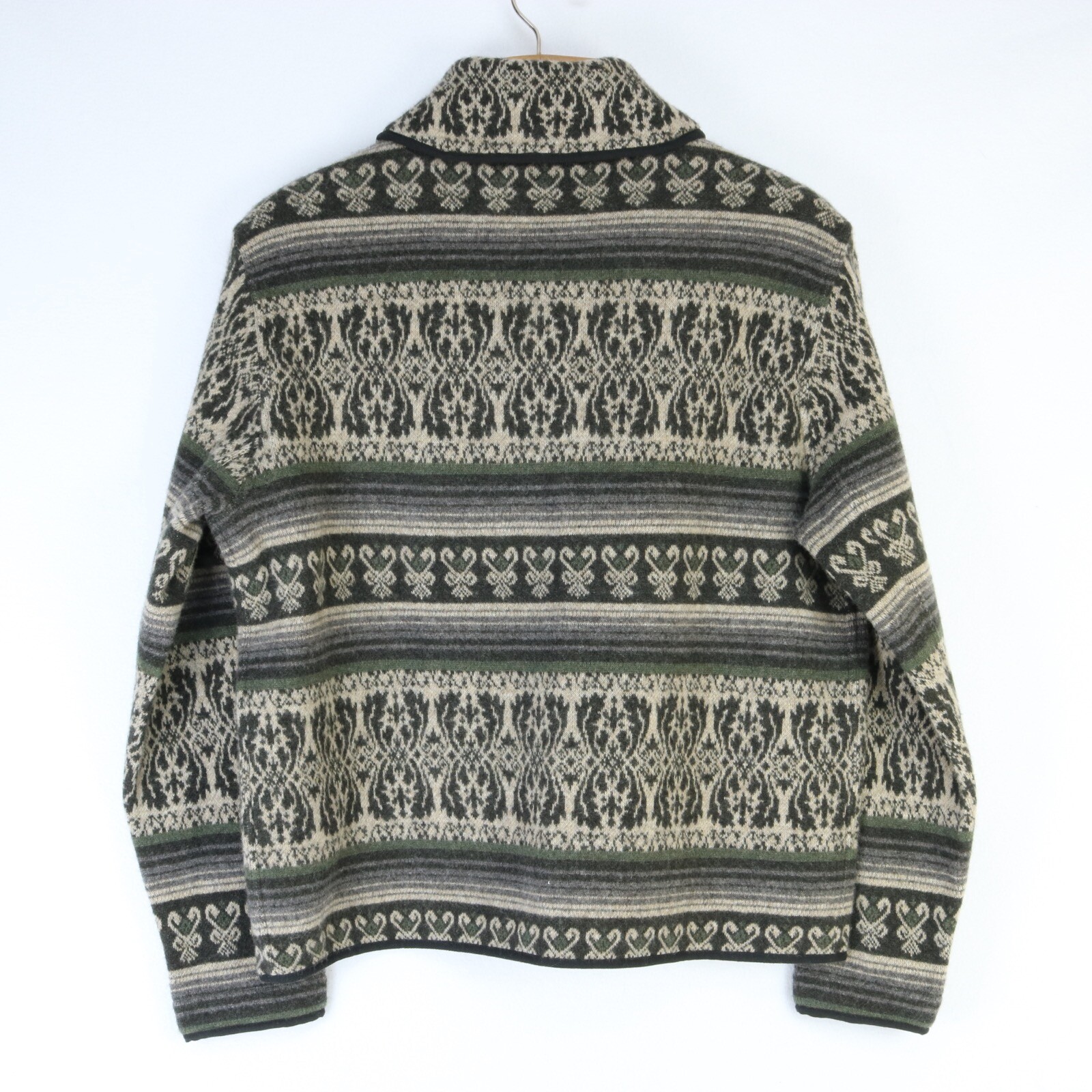 RRL DOUBLE RL BIRDSEYE SHAWL SWEATER JACKET GREEN COTTON CASHMERE WESTERN COAT L