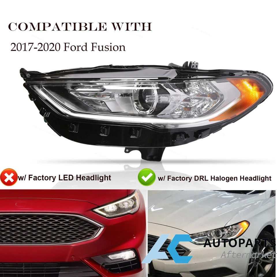 For 2017-2020 Ford Fusion Headlights Headlamps Halogen w/ DRL Left Right Foto 2 de 4