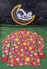 Vintage Disney Mickey Mouse T-Shirt Men's M Long Sleeve Henley Red