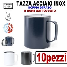 10pezzi TAZZA ACCIAIO INOX DOPPIO RAME 420ml BICCHIERE INOSSIDABILE NERO BLU