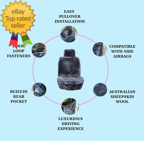Premium Sheepskin Car Seat Cover - All Season Comfort and Protection - Picture 6 of 6