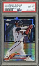 Ronald Acuna Jr. 2018 Topps Chrome Prism Réfracteur RC #193 PSA 10 Gem MT Braves