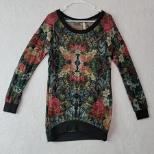 xhilaration Women's Knit Long Sleeve Floral Mini Dress Size Medium Light Weight