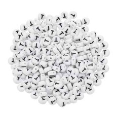100 Round Acrylic 7mm Letter Beads - Letter T