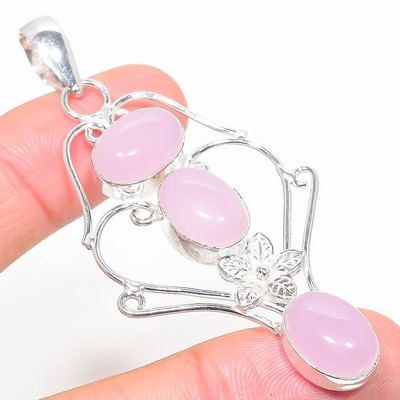 Pendentif En Argent Sterling 925 Avec Kunzite - Fait Main En Inde - Pierre Créée En Labo - Neuf Sans Emballage