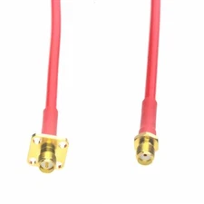 RP-SMA female flange to SMA Female RG402 .141" Semi-Flexible Red Jacket 4~40"