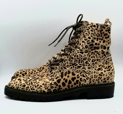 Lucky Brand LK-IDARA2 Mini Leopard Haircalf Combat Boots Size US 8.5M shoes cat - Picture 12 of 12
