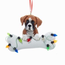 Boxer w/Bone  Lights Ornament