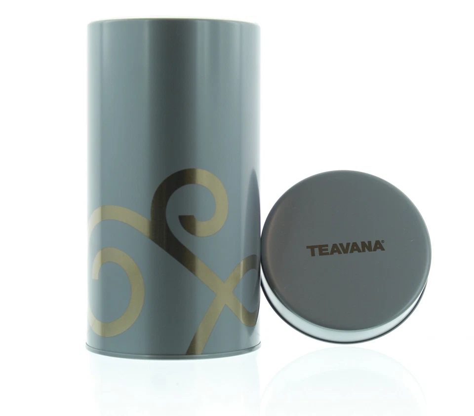 Teavana Airtight Tea Canister Gold Tin 16oz Loose Leaf Storage, Steel Grey New  - Image 2 of 4