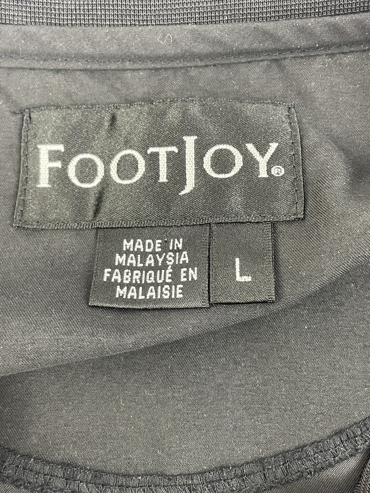 Footjoy Windshirt Shirt Mens Large Black V-Neck Pullover Golf 3/4 Sleeve