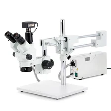 3.5X-90X Simul-Focal Stereo Zoom Microscope + Fiber Ring Light +10MP Camera USB3