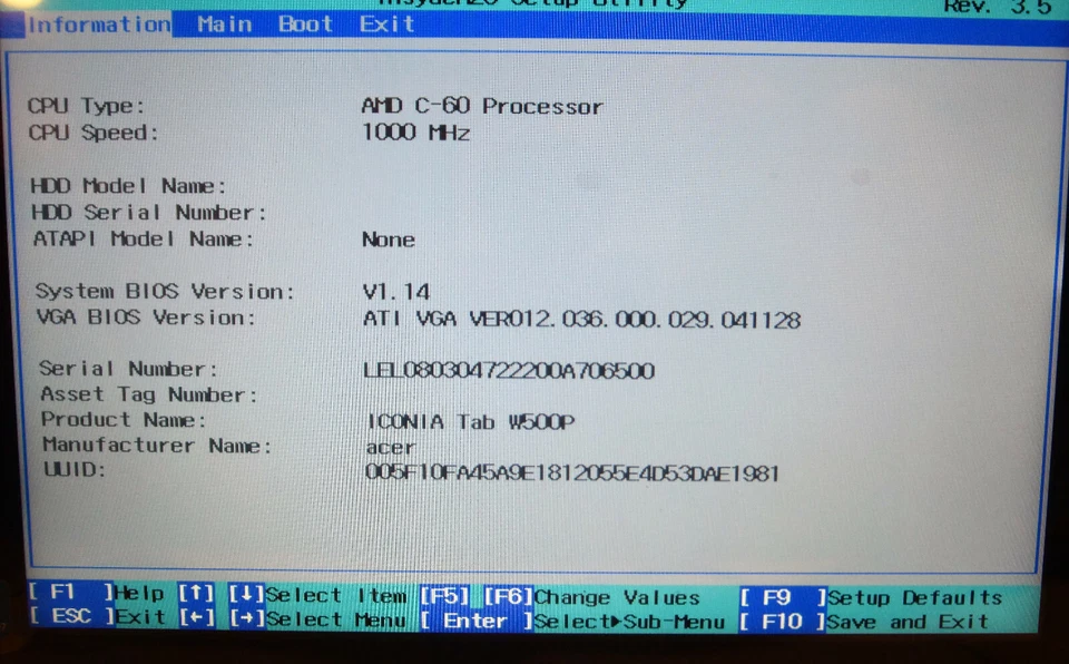 Acer Iconia W500P-BZ841 - Wi-Fi, 10.1in - NO SSD  - Black - WORKS AS IS - READ - Image 2 of 4