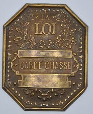 Garde-chasse - Plaque non renseignée avant 1900 métal lourd