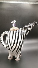 2009 Blue Sky Clayworks ZEBRA with Bird Lid teapot Signed  Lynda Cornelle