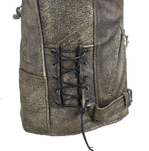 Chaqueta de motocicleta de cuero de vaca marrón oscuro para hombre con bolsillos para pistola - Imagen 4 de 8