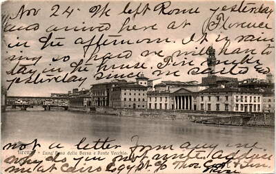 Rome, Florence, Lung' Arno, Pano della Borsa, Ponte Vec Postcard
