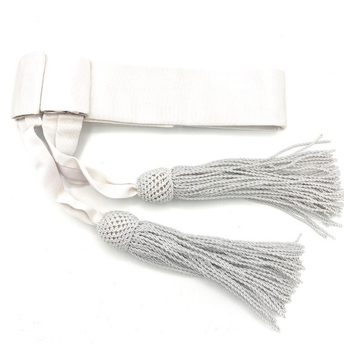 Sash Waist Belt White with White Tassels Police Band Sash R1112 - Picture 4 of 18
