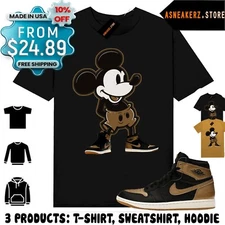 Shirt Match AJ 1 High OG Black Metallic Gold Sneaker Sneakerhead M Mouse T-Shirt