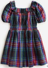 NWT J Crew Girl  s puff-sleeve Christmas Holiday Dress Stewart Tartan Size 6