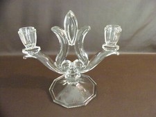 Vintage Press Glass Clear Double Candle Holder (Unbranded)