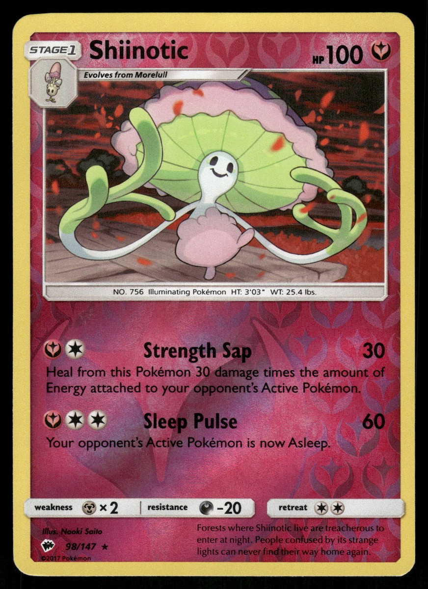 Shiinotic Reverse Holo 98/147 SM - Burning Shadows Pokemon | eBay