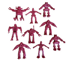 Vintage Arco Rogun Red Robots Mini Space Toy Figures, Hong Kong, Lot of 9