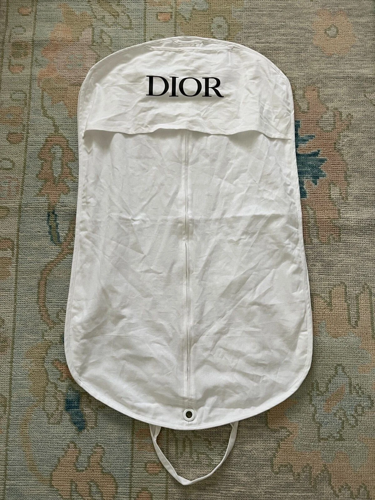 Sac à vêtements en toile coton lourd Christian DIOR en blanc NEUF