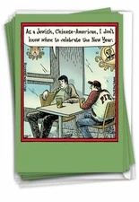 12 Funny New Year Cards (1 Design, 12 Cards) - Multinational B1984