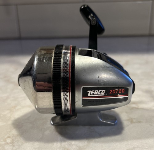 ZEBCO 20/20 Spin Cast Fishing Reel SILVER BLACK VNTG WORKS FAST SHIPPING READ