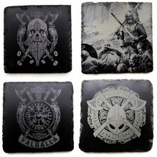 Wikinger Schiefer Glasuntersetzer 4er Set 