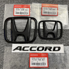 3 X Front Grill Trunk Logo Black Emblem Badge For Honda Accord Sedan 4dr 2018-23