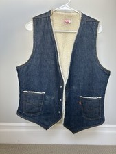 Vintage 70s Levi  s Sherpa Lined Denim Western Orange Tab Vest Large