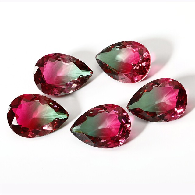 Excellent 9.2CT 13*18MM Pear Rainbow Watermelon Tourmaline Loose Stone