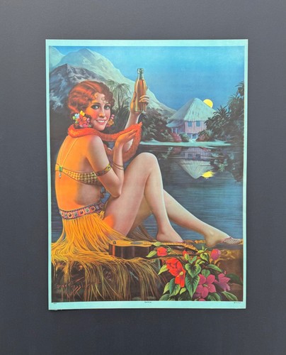 Rare 1920s Gene Pressler Art Deco Pin-Up Print, Polynesian, Original Vintage - Picture 3 of 7