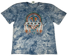 1994 Lynee Apparel Tie-Dye Embellished T-Shirt Native American Made in USA Sz M