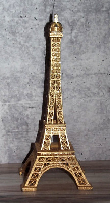 Mini Metal Gold Glitter Eiffel Tower Figurine 7  Tall B66