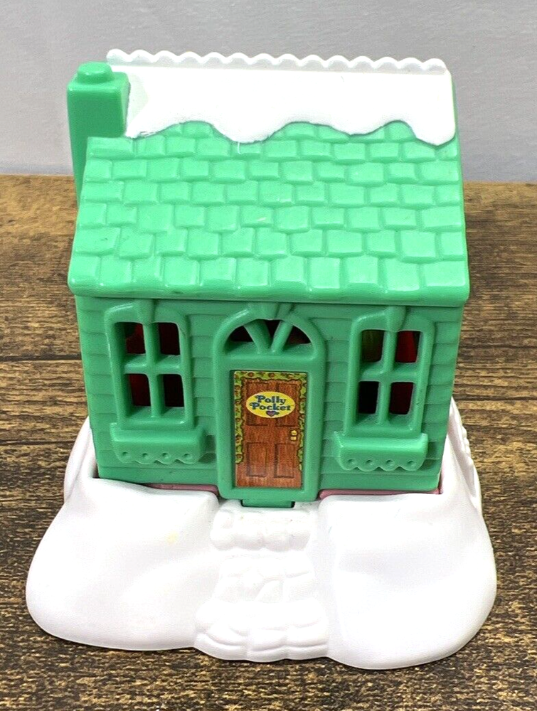 Vintage 1995 Bluebird Polly Pocket Christmas Winter Cabin House Green