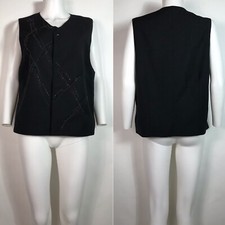 Vtg Gianni Versace Black Bead Embellished Vest 50 L