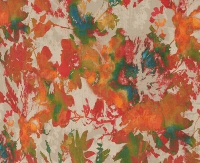 AURORA Spice Cotton Fabric ORANGE GREEN Chess Designs Curtain Blind Upholstery - Image 1 of 4