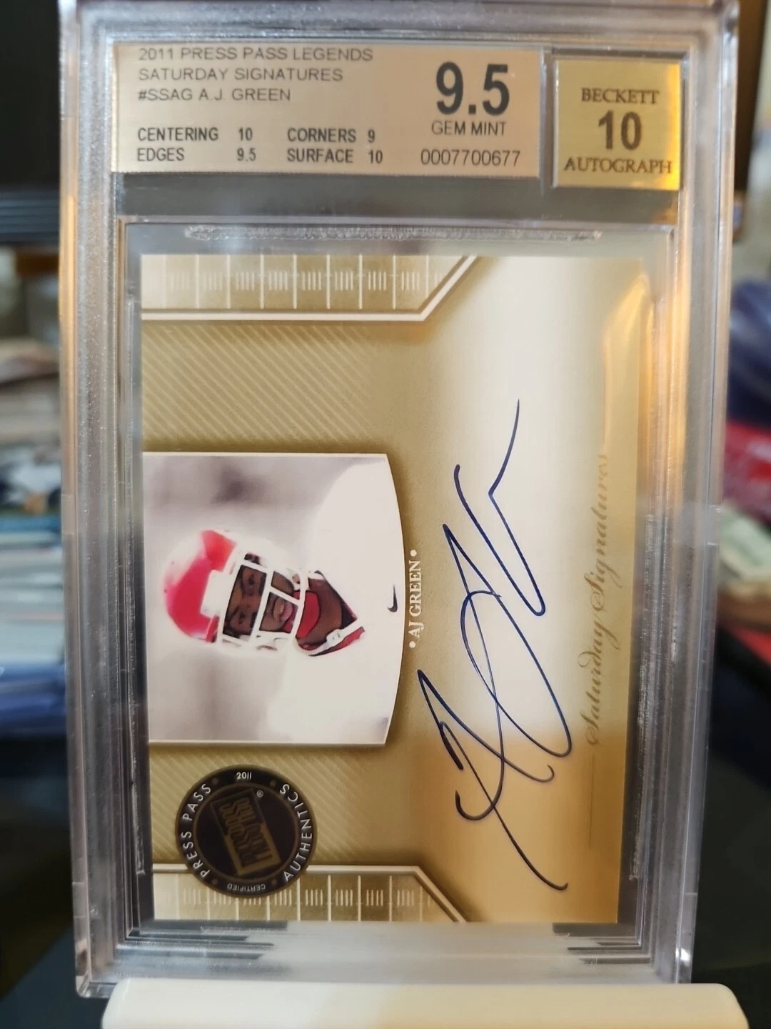 AJ Green Press Pass Legends Saturday Signatures #SSAG Emerald