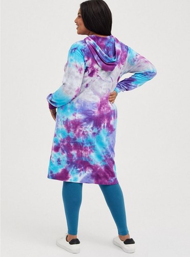 Vestido con Capucha Torrid Terry Francés Tinte Azul Púrpura Nuevo con Etiquetas Nuevo 1X - Imagen 10 de 10