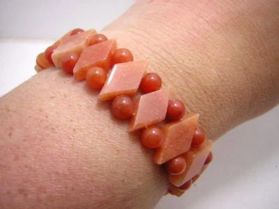 KARNEOL RAUTEN KUGEL DESIGN EDELSTEINARMBAND LUXUS PUR WUNDERSCHÖN A 6* - Bild 1 von 3