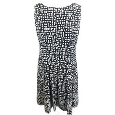Lauren Ralph Lauren Dress Black White Geometric Print Career Casual Size 10